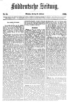 Süddeutsche Zeitung Freitag 24. Februar 1860