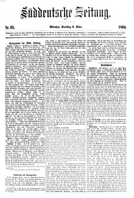 Süddeutsche Zeitung Samstag 3. März 1860