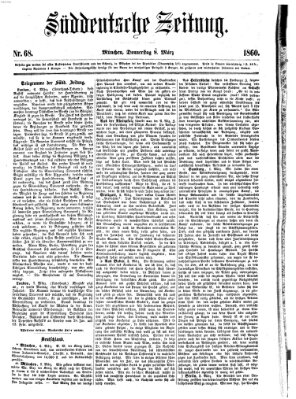 Süddeutsche Zeitung Donnerstag 8. März 1860