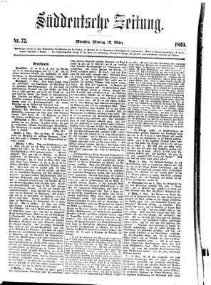 Süddeutsche Zeitung Montag 12. März 1860