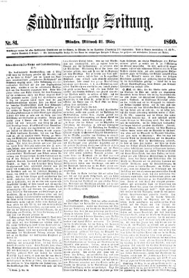 Süddeutsche Zeitung Mittwoch 21. März 1860