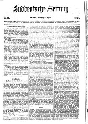 Süddeutsche Zeitung Dienstag 3. April 1860