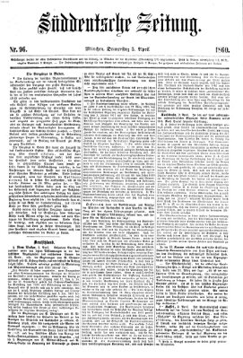 Süddeutsche Zeitung Donnerstag 5. April 1860