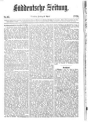 Süddeutsche Zeitung Freitag 6. April 1860