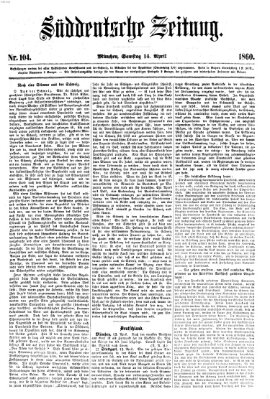 Süddeutsche Zeitung Samstag 14. April 1860