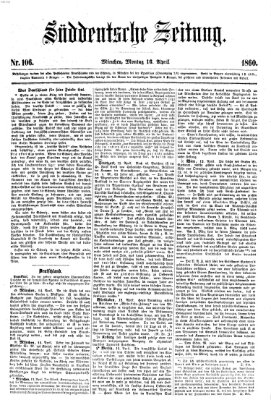 Süddeutsche Zeitung Montag 16. April 1860