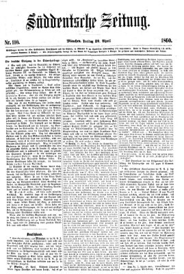 Süddeutsche Zeitung Freitag 20. April 1860