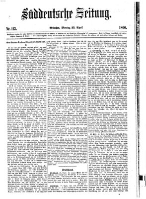 Süddeutsche Zeitung Montag 23. April 1860