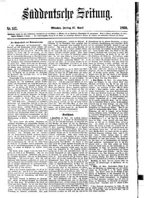 Süddeutsche Zeitung Freitag 27. April 1860