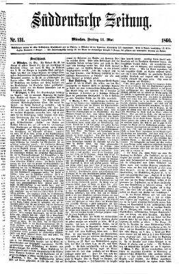 Süddeutsche Zeitung Freitag 11. Mai 1860