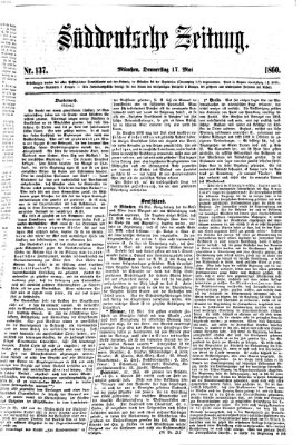 Süddeutsche Zeitung Donnerstag 17. Mai 1860