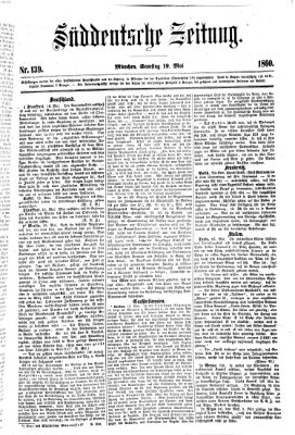 Süddeutsche Zeitung Samstag 19. Mai 1860