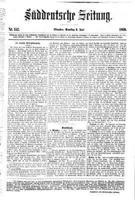 Süddeutsche Zeitung Samstag 2. Juni 1860