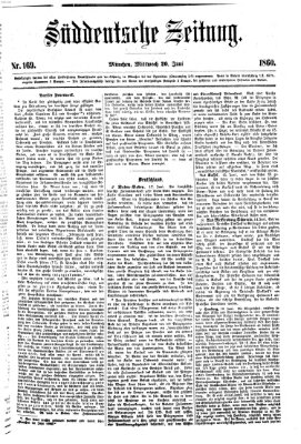 Süddeutsche Zeitung Mittwoch 20. Juni 1860