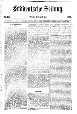 Süddeutsche Zeitung Freitag 22. Juni 1860