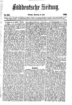 Süddeutsche Zeitung Sonntag 15. Juli 1860