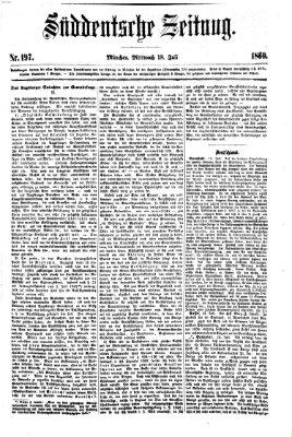 Süddeutsche Zeitung Mittwoch 18. Juli 1860