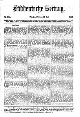 Süddeutsche Zeitung Mittwoch 25. Juli 1860