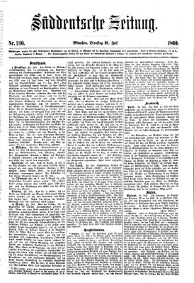 Süddeutsche Zeitung Dienstag 31. Juli 1860