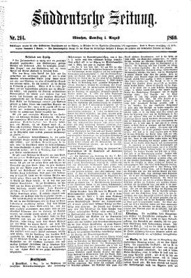 Süddeutsche Zeitung Samstag 4. August 1860