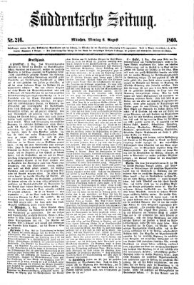 Süddeutsche Zeitung Montag 6. August 1860