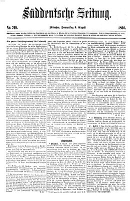 Süddeutsche Zeitung Donnerstag 9. August 1860