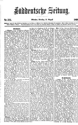 Süddeutsche Zeitung Dienstag 14. August 1860