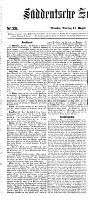 Süddeutsche Zeitung Dienstag 21. August 1860