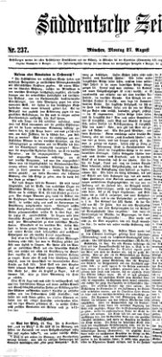 Süddeutsche Zeitung Montag 27. August 1860