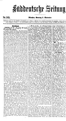 Süddeutsche Zeitung Sonntag 2. September 1860