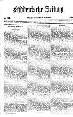 Süddeutsche Zeitung Donnerstag 6. September 1860