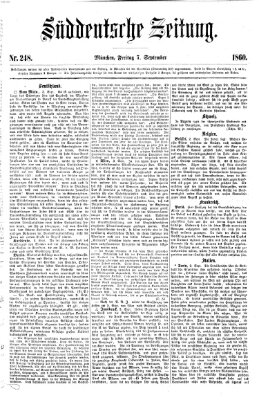 Süddeutsche Zeitung Freitag 7. September 1860