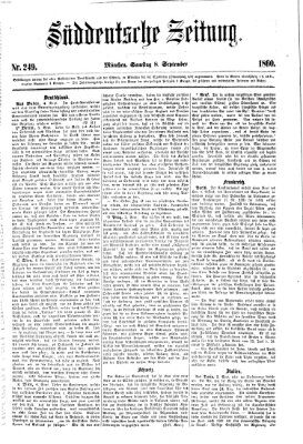 Süddeutsche Zeitung Samstag 8. September 1860