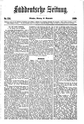 Süddeutsche Zeitung Montag 10. September 1860