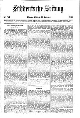 Süddeutsche Zeitung Mittwoch 12. September 1860