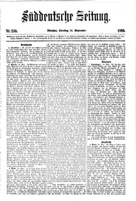 Süddeutsche Zeitung Dienstag 18. September 1860