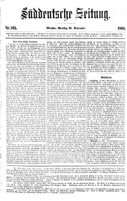 Süddeutsche Zeitung Samstag 22. September 1860