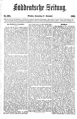 Süddeutsche Zeitung Donnerstag 27. September 1860