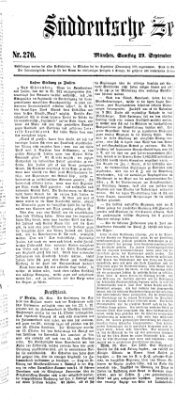 Süddeutsche Zeitung Samstag 29. September 1860