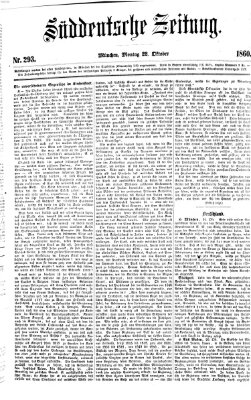 Süddeutsche Zeitung Montag 22. Oktober 1860