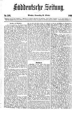 Süddeutsche Zeitung Donnerstag 25. Oktober 1860