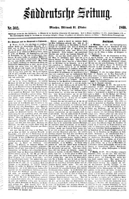 Süddeutsche Zeitung Mittwoch 31. Oktober 1860