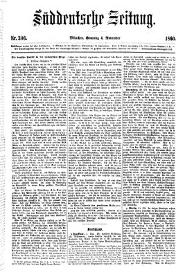 Süddeutsche Zeitung Sonntag 4. November 1860