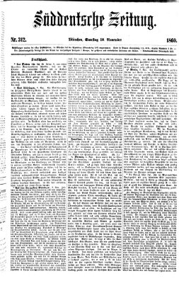 Süddeutsche Zeitung Samstag 10. November 1860