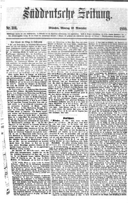 Süddeutsche Zeitung Montag 12. November 1860