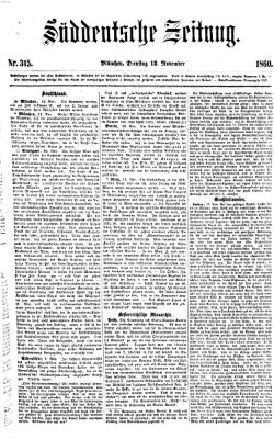 Süddeutsche Zeitung Dienstag 13. November 1860