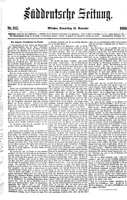 Süddeutsche Zeitung Donnerstag 15. November 1860