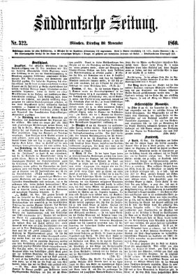 Süddeutsche Zeitung Dienstag 20. November 1860