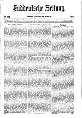 Süddeutsche Zeitung Donnerstag 22. November 1860