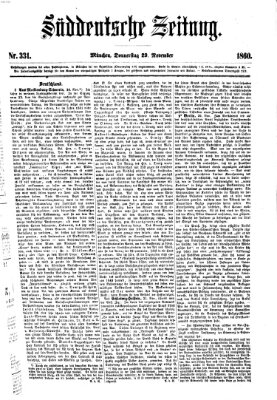 Süddeutsche Zeitung Donnerstag 29. November 1860